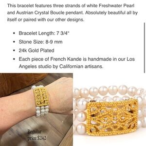 French Kande Gold and White Pearl Bracelet